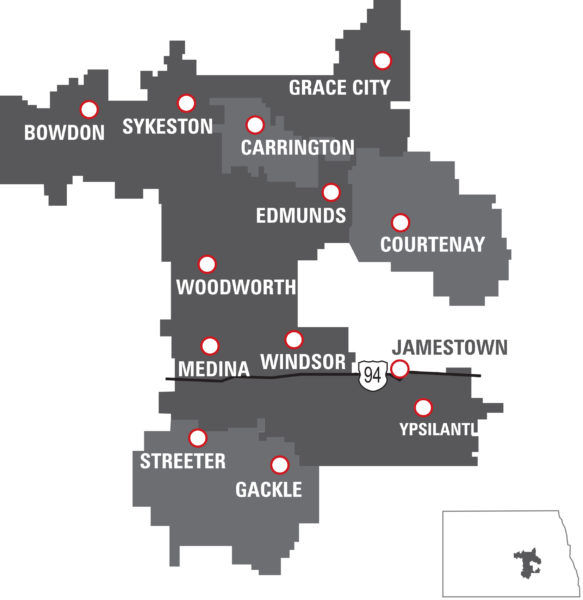Dakota Central service area map